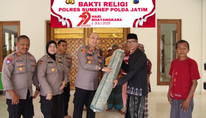 Sambut Hari Bhayangkara ke-79, Polres Sumenep Gelar Bakti Religi di Masjid Baitur Arham