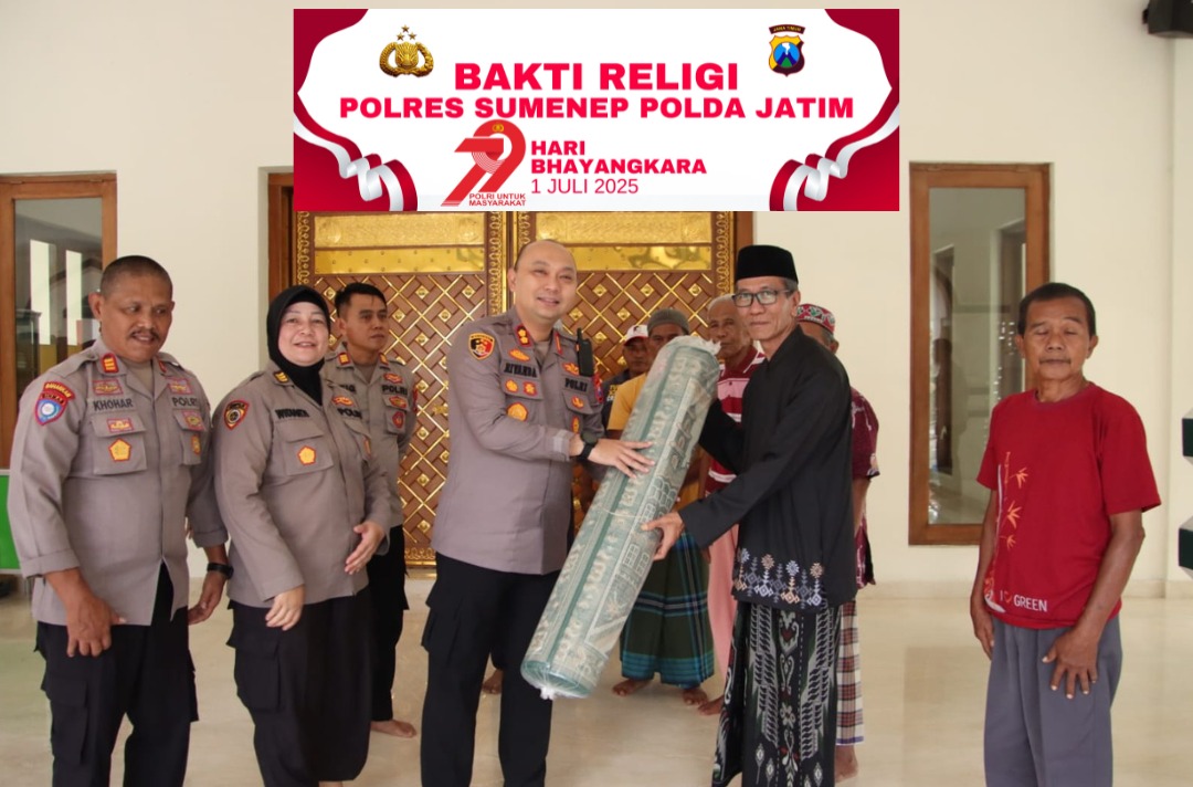 Sambut Hari Bhayangkara ke-79, Polres Sumenep Gelar Bakti Religi di Masjid Baitur Arham
