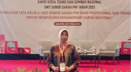 Direktur RSUD dr. H. Moh. Anwar Sumenep, dr. Erliyati, M.Kes., saat menghadiri Rapat Kerja Teknis dan Seminar Nasional Unit Donor Darah PMI 2025 di Jakarta. (Foto:Klik Times). 
