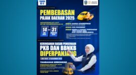 Pamflet program Pembebasan Pajak Daerah 2025 dari Pemprov Jatim (Foto:Klik Times). 