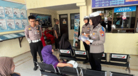 Satlantas Polres Sumenep bersama PT Jasa Raharja Gelar Kampanye Lalu Lintas di KB Samasat Setempat (Foto:Klik Times). 