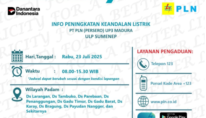 Pamflet Pemadaman Listrik Sementara (Foto:Klik Times). 