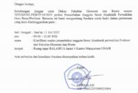 Surat pemanggilan resmi dari Ketua Senat Universitas Airlangga yang ditujukan kepada sejumlah pejabat FEB Unair terkait polemik usulan anggota senat akademik (Doc.Klik Times). 