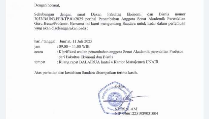 Gonjang-Ganjing di FEB Unair: Diduga Ada Pemalsuan Tanda Tangan dalam Usulan Anggota Senat