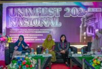 Para pemateri Seminar Woman Movement UNIVFEST 2025 saat menyampaikan materi seputar kesetaraan gender dan peran strategis perempuan (Foto:Klik Times). 
