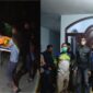 Petugas kepolisian saat melakukan olah TKP penemuan mayat di rumah kontrakan Desa Batuan, Sumenep. (Foto/Humas). 
