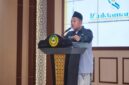 Ahmad Samsul Munir menyampaikan pidato perdananya usai terpilih sebagai Presidium Nasional Halaqoh BEM Pesantren Se-Indonesia periode 2025–2027, dalam Sidang Muktamar Halaqoh V di Universitas Darunnajah, Jakarta Selatan (Foto: Klik Times). 