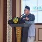 Ahmad Samsul Munir menyampaikan pidato perdananya usai terpilih sebagai Presidium Nasional Halaqoh BEM Pesantren Se-Indonesia periode 2025–2027, dalam Sidang Muktamar Halaqoh V di Universitas Darunnajah, Jakarta Selatan (Foto: Klik Times). 