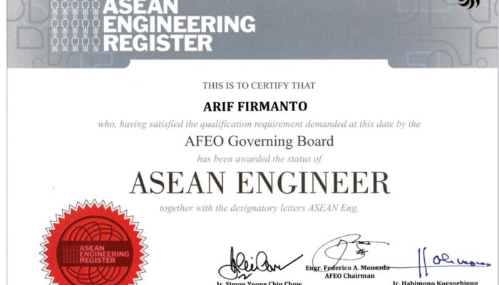 Kepala Bappeda Sumenep, Arif Firmanto, Resmi Sandang Gelar ASEAN Engineer