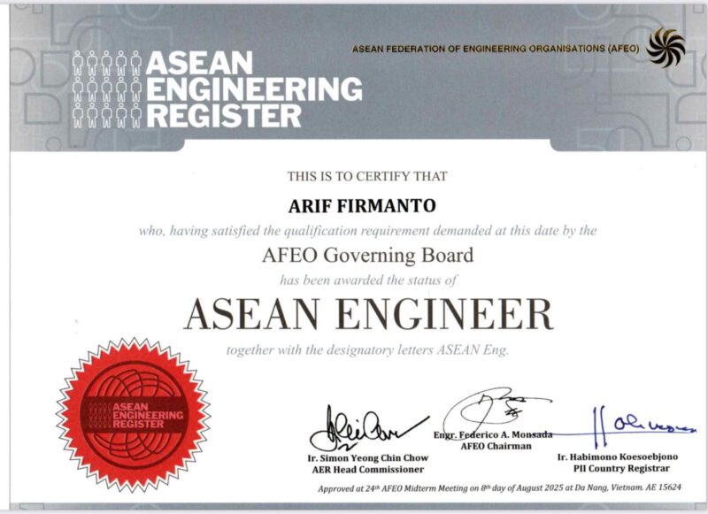 Sertifikat ASEAN Eng. Foto/Klik Times. 