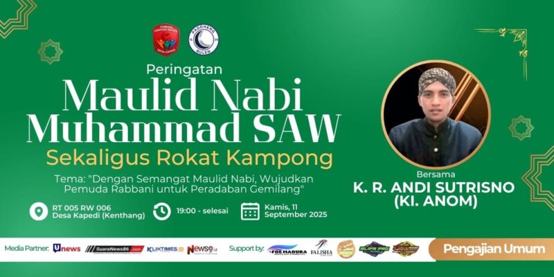 Flayer Kegiatan Maulid Nabi Muhammad SAW dan Rokat Kampong. Foto/Klik Times. 