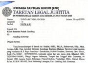 LBH Taretan Legal Justitia Somasi Polsek Ganding, Ancam Laporkan ke Propam jika STTLP Tak Diterbitkan