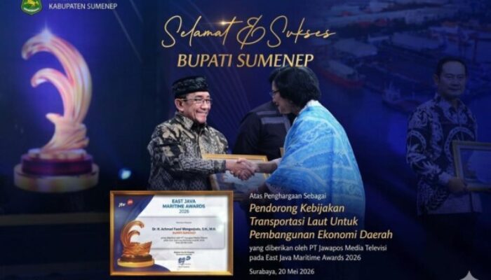Bupati Sumenep Raih Penghargaan Transportasi Laut di East Java Maritime Awards 2026