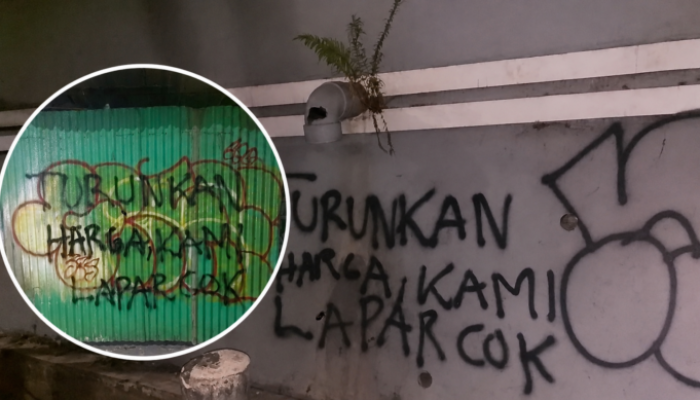 Viral! Grafiti ‘Turunkan Harga Kami Lapar Cok’ Muncul di Sejumlah Sudut Kota Malang